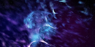 电力光能线波织物运动模糊，大云数据在线数字世界技术背景，3D未来物联网霓虹充满活力的光抽象网络空间背景