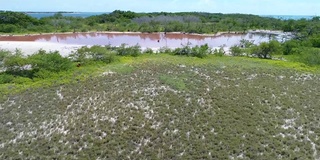 鸟瞰图粉色泻湖在加勒比海热带岛屿在洛斯罗克国家公园在委内瑞拉