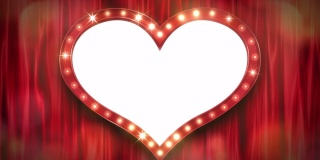 剧院标志和幕布。心脏的形状。(循环)