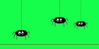 蜘蛛挂在绳子上-绿色屏幕上的卡通动画