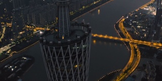 中国广州日出时的鸟瞰图。