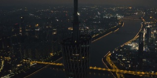 中国广州日出时的鸟瞰图。