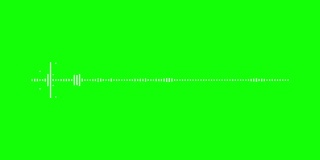 绿色屏幕背景上的白色音频频谱波形