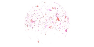 百万红粉色樱花叶在空中球球在黑色屏幕上