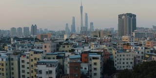 鸟瞰图的村庄在城市，广州，中国。