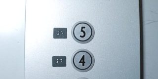 电梯按钮与盲文字体。病毒感染的传播面。