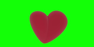 红色的心脏在绿色的屏幕上跳动