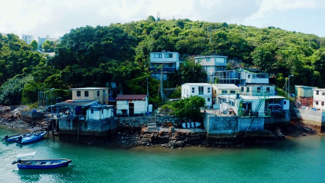 香港西贡村蒲台澳村旧渔村的无人机照片