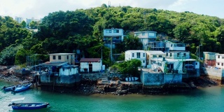 香港西贡村蒲台澳村旧渔村的无人机照片