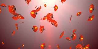 红色日本折扇粒子回路动画