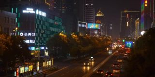 夜光长沙市区交通街桥全景4k中国