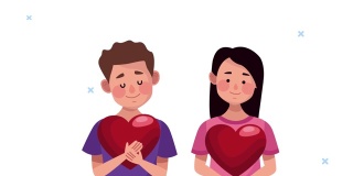 世界心脏日动画与夫妇提升心脏