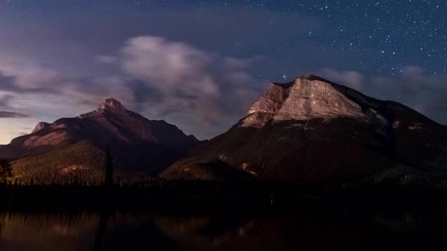 盖普湖的夜景，时间流逝