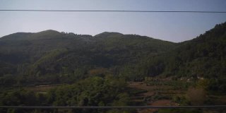 晴天成都到广州火车公路旅行侧座位窗pov全景4k中国
