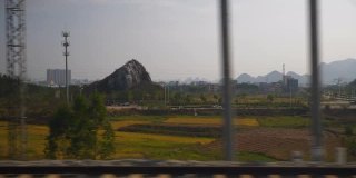 晴天成都到广州火车公路旅行乘客侧座位窗pov全景4k中国