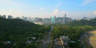 晴天珠海市景交通道路航拍全景4k中国