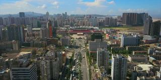 珠海白天市景拱北口岸入境交通道路航拍全景4k中国