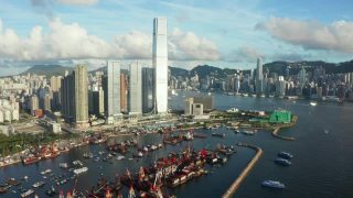 无人机拍摄的香港西九龙视频素材模板下载