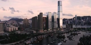 无人机拍摄的香港西九龙