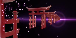 神龛寺缩放樱花粒子循环动画