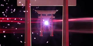 神龛寺缩放樱花粒子循环动画