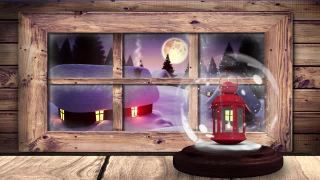 雪花球动画，圣诞老人在雪橇上的剪影视频素材模板下载