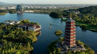 中国北京雁栖湖自然风景区视频素材模板下载