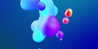 抽象的3d背景与美丽的彩虹颜色梯度蜡泡元球，球体飞在空气与内部辉光，融合像滴融化蜡。