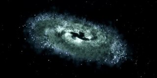 幻想中的恒星和行星在外层空间的星系中旋转，背景是黑色的恒星
