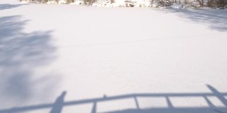 雪地上夫妻的影子。