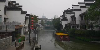 白天时间南京古城著名的江边交通慢镜头全景4k中国