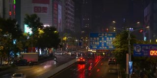 夜光时分，照亮了南京市区交通十字路桥，观景4k中国