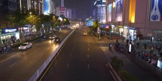 夜光南京市区交通步行桥全景4k中国