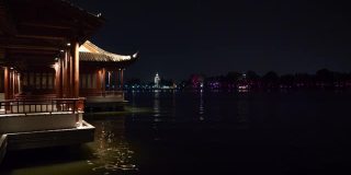 南京夜景时间著名的湖滨公园国家观景台全景4k中国