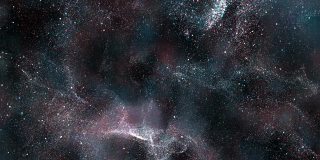 空间背景。围绕着星星的彩色粒子星云。三维渲染