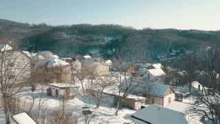 冬天下雪时的村庄视频素材模板下载