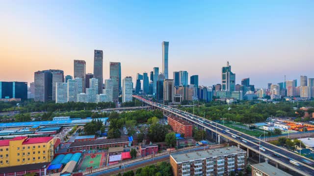 北京金融中心，国际贸易商圈，从早到晚，时光流逝。