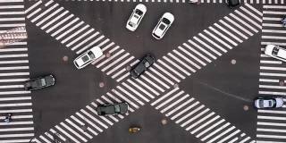 T/L无人机视角的城市街道十字路口