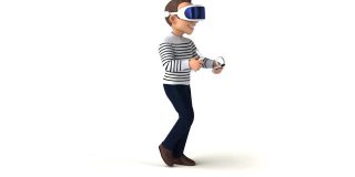有趣的3D人与VR头盔