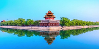 北京紫禁城日落的一段时间。