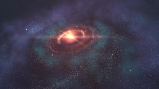4K - 3D美丽的星系与明亮闪烁的星星，飞行在深空，抽象视图星云空间宇宙运动背景视频素材模板下载