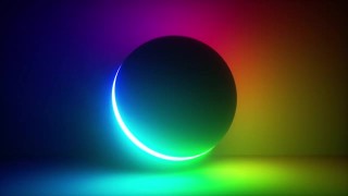 3d球与彩色霓虹灯照明，抽象背景与光谱变化的颜色视频素材模板下载