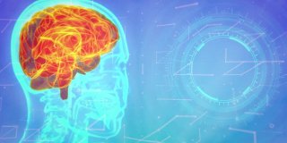 伦琴人体头部图像，突出脑和医药药丸旋转，脑治疗概念-高科技医疗4K 60帧/秒3D动画