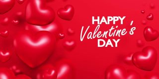 Loop Ready Shiny Red Color Hearts with Happy Valentine's Day Title on Red in 4K Resolution