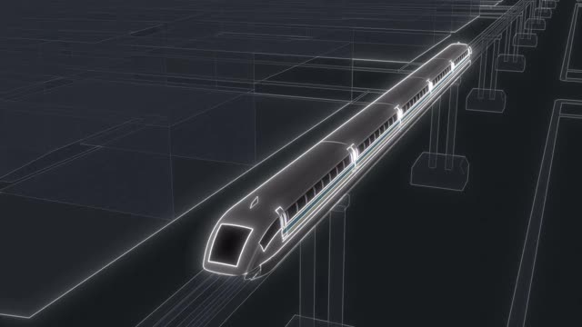 磁悬浮列车科幻未来风格3d 4k