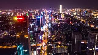 湖南长沙市中心无人机夜景延时摄影视频素材模板下载