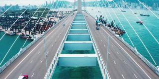 昂船洲大桥及青沙公路的无人机影像