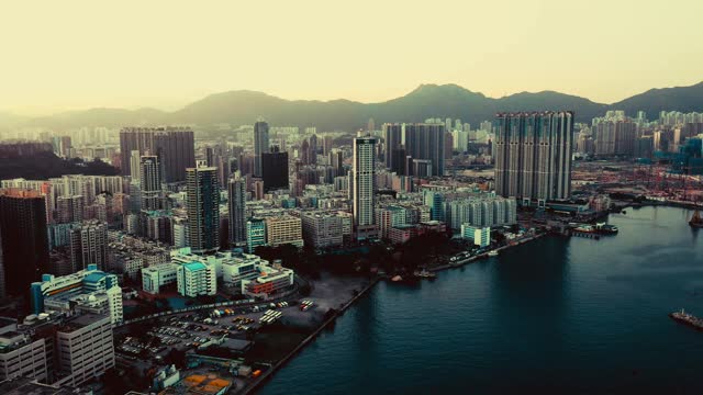 日落时的香港城市全景