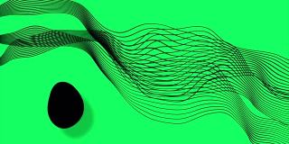 动画-绿色屏幕上抽象波浪线条的最小运动艺术