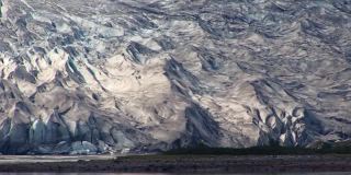 阿拉斯加冰川湾国家公园大冰川的近景。